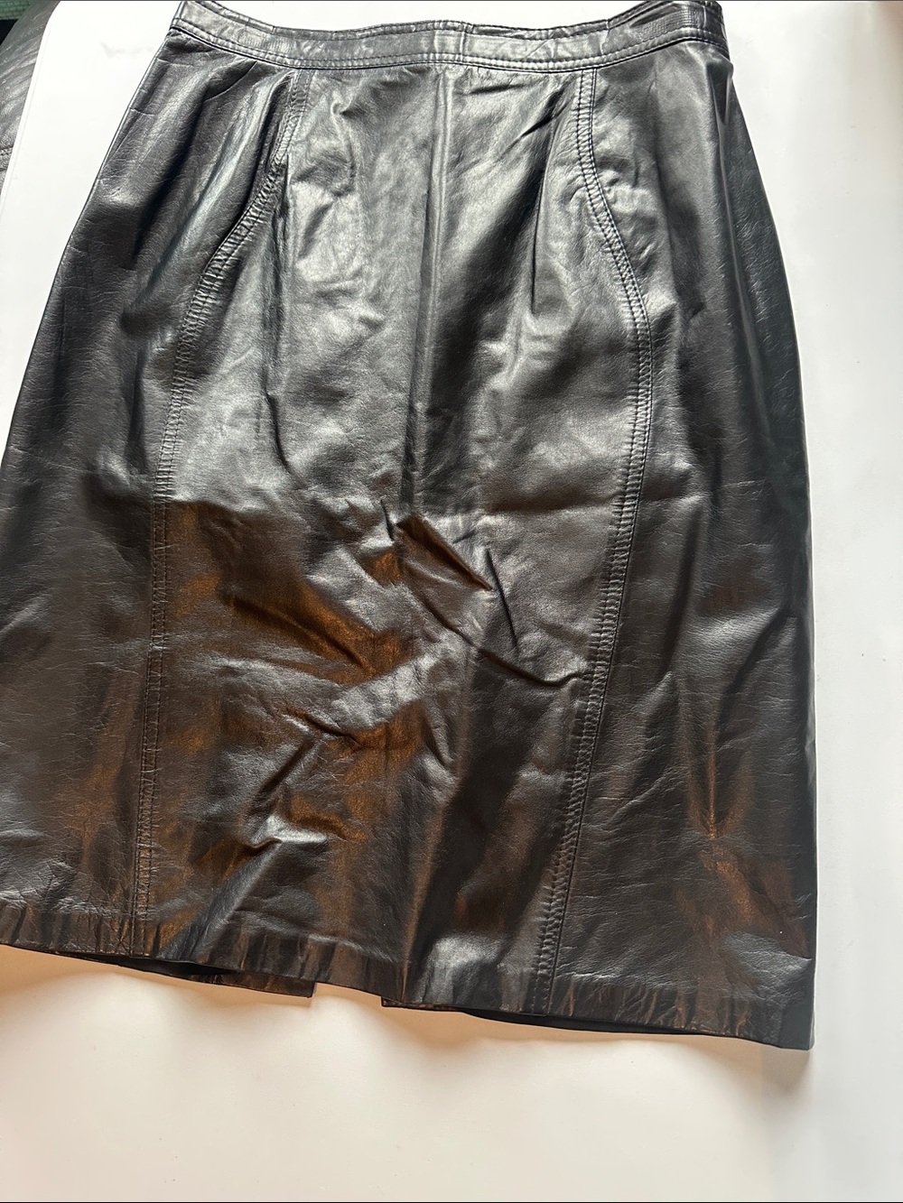 Women's Black Leather Pencil Skirt